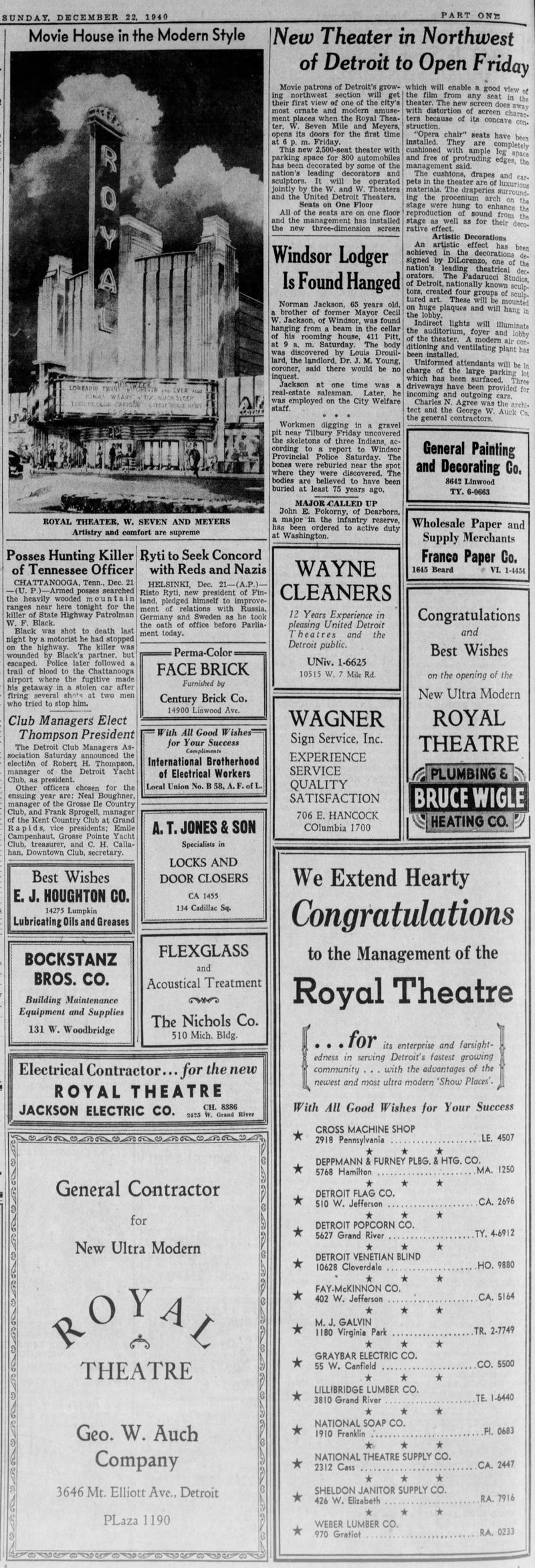 Royal Theatre - Dec 22 1940 Opening